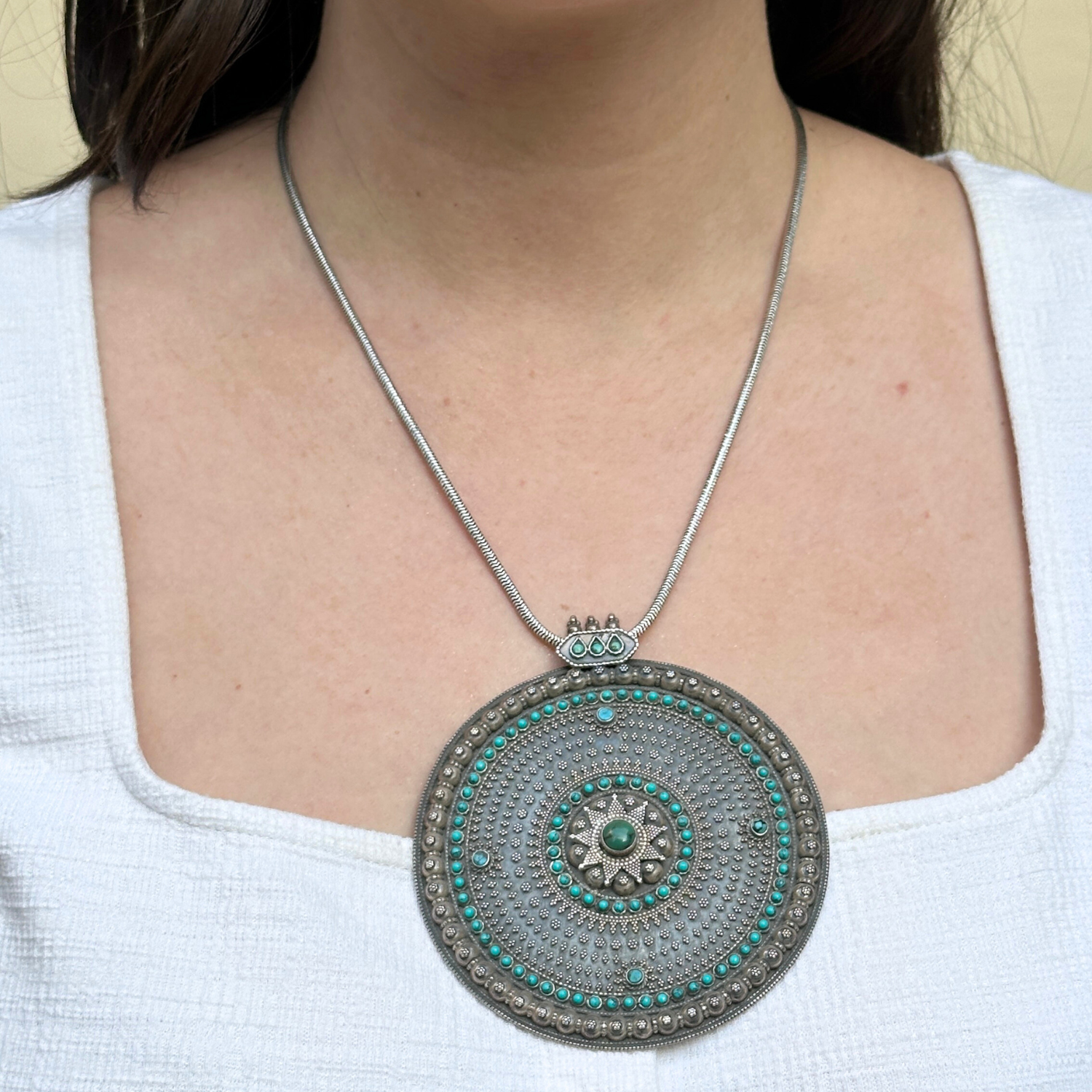 Traditional Silver Pendant, Silver 925 Ethnic Pendant, Handcrafted Silver Pendant, Tribal Silver 925 Pendant, Vintage Sterling Silver Pendant, Antique necklace 